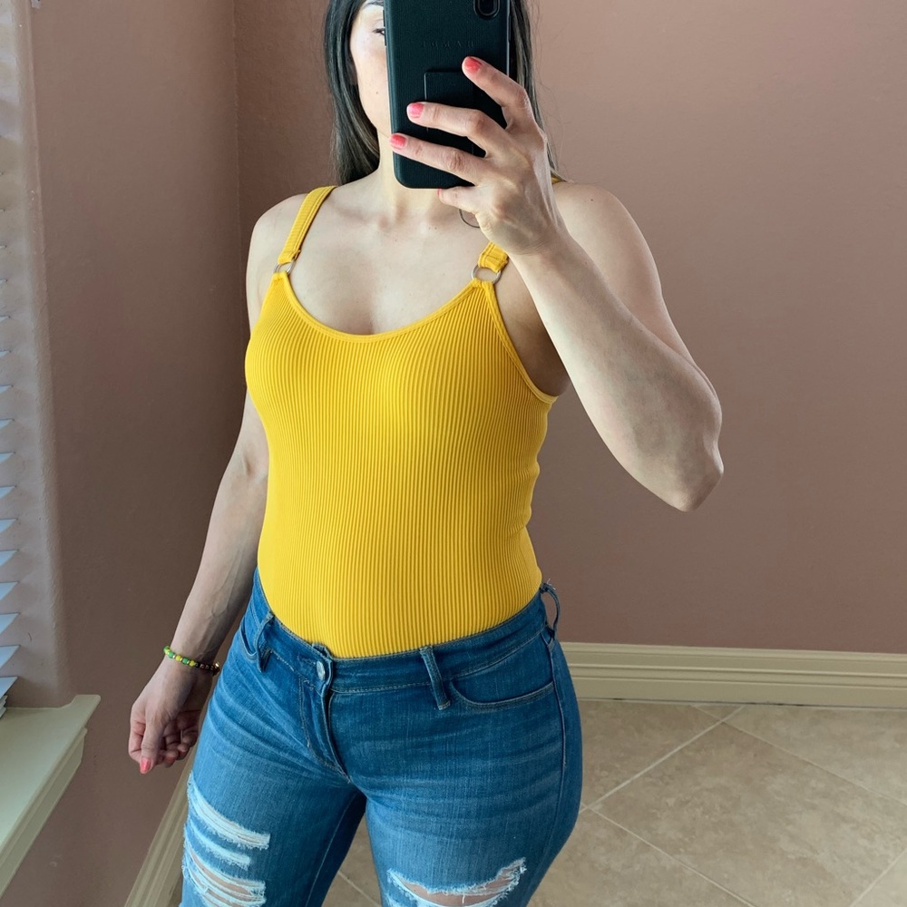 LEXI Ribbed Bodysuit -mustard - Picture 4 of 5